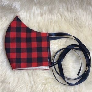 ❤️Mens Red Flannel Print Face Mask❤️
